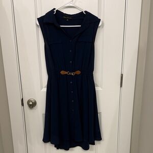 Elegant Navy Sleeveless Midi Dress